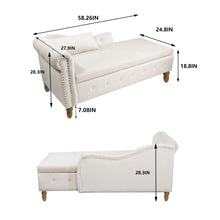Load image into Gallery viewer, Chaise Lounge Indoor, Lounge Chair For Bedroom With Storage & Pillow, Modern Upholstered Rolled Arm Chase Lounge For Sleeping With Nailhead Trim For Living Room Bedroom Office