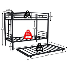 Load image into Gallery viewer, Metal Bunk Bed For Kids, Convertible Bedframe With Ladders & Guardrail