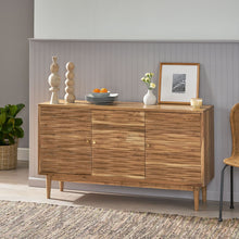 Load image into Gallery viewer, Boho Handcrafted 3 Door Sideboard, Carved Texture & Artisanal Charm - Natural