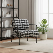 Load image into Gallery viewer, 29" Upholstered Houndstooth Arm Chair - Black And White