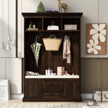 Load image into Gallery viewer, Hall Tree With 3 Hooks, Coat Hanger, Entryway Bench, Storage Bench, 3 In 1 Design