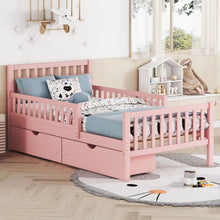 Load image into Gallery viewer, Platform Bed With Guardrails On Both Sides And 2 Storage Drawers