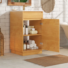 Load image into Gallery viewer, Bathroom Vanity With Sink, Freestanding Single Cabinet With Soft Closing Door And Adjustable Shelf - Natural Wood