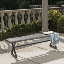 Load image into Gallery viewer, Modern Aluminum Outdoor Dining Bench With X Base