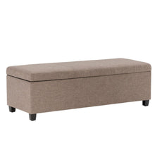 Load image into Gallery viewer, 48" Fawn and Dark Brown Linen and Solid Wood Upholstered Storage Bench With Flip Top