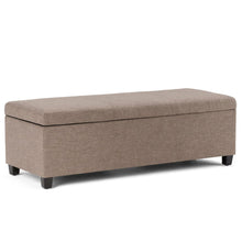 Load image into Gallery viewer, 48" Fawn and Dark Brown Linen and Solid Wood Upholstered Storage Bench With Flip Top