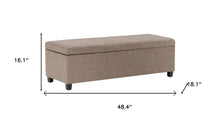 Load image into Gallery viewer, 48" Fawn and Dark Brown Linen and Solid Wood Upholstered Storage Bench With Flip Top