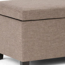 Load image into Gallery viewer, 48" Fawn and Dark Brown Linen and Solid Wood Upholstered Storage Bench With Flip Top