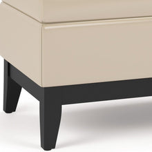 Load image into Gallery viewer, 42" Cream and Dark Brown Tufted Faux Leather and Solid Wood Upholstered Storage Bench With Flip Top