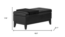 Load image into Gallery viewer, 42" Black and Dark Brown Tufted Faux Leather and Solid Wood Upholstered Distressed Storage Bench With Flip Top