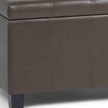 Load image into Gallery viewer, 36" Chocolate and Dark Brown Faux Leather and Solid Wood Upholstered Storage Bench With Flip Top