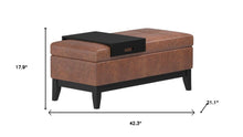 Load image into Gallery viewer, 42" Brown and Dark Brown Tufted Faux Leather and Solid Wood Upholstered Distressed Storage Bench With Flip Top