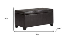 Load image into Gallery viewer, 36" Brown and Dark Brown Faux Leather and Solid Wood Upholstered Storage Bench With Flip Top