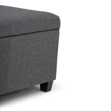 Load image into Gallery viewer, 48" Slate Gray and Dark Brown Linen and Solid Wood Upholstered Storage Bench With Flip Top