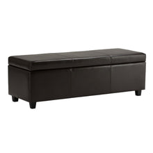 Load image into Gallery viewer, 48" Brown and Dark Brown Faux Leather and Solid Wood Upholstered Storage Bench With Flip Top