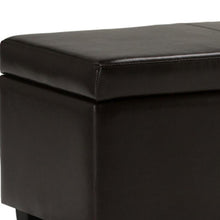 Load image into Gallery viewer, 48" Brown and Dark Brown Faux Leather and Solid Wood Upholstered Storage Bench With Flip Top