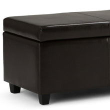 Load image into Gallery viewer, 48" Brown and Dark Brown Faux Leather and Solid Wood Upholstered Storage Bench With Flip Top