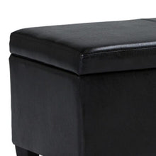 Load image into Gallery viewer, 48" Midnight and Dark Brown Faux Leather and Solid Wood Upholstered Storage Bench With Flip Top