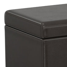 Load image into Gallery viewer, 54" Brown and Dark Brown Faux Leather and Solid Wood Upholstered Storage Bench With Flip Top