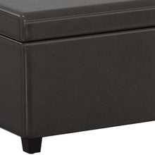 Load image into Gallery viewer, 54" Brown and Dark Brown Faux Leather and Solid Wood Upholstered Storage Bench With Flip Top