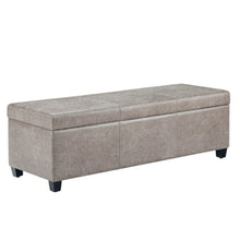 Load image into Gallery viewer, 48" Gray and Dark Brown Faux Leather and Solid Wood Upholstered Storage Bench With Flip Top