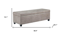 Load image into Gallery viewer, 48" Gray and Dark Brown Faux Leather and Solid Wood Upholstered Storage Bench With Flip Top