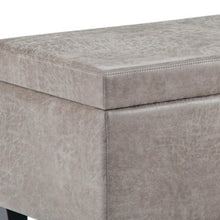 Load image into Gallery viewer, 48" Gray and Dark Brown Faux Leather and Solid Wood Upholstered Storage Bench With Flip Top