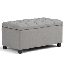 Load image into Gallery viewer, 33" Gray and Espresso Tufted Linen and Solid Wood Upholstered Storage Bench With Flip Top