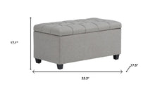Load image into Gallery viewer, 33" Gray and Espresso Tufted Linen and Solid Wood Upholstered Storage Bench With Flip Top