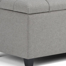 Load image into Gallery viewer, 33" Gray and Espresso Tufted Linen and Solid Wood Upholstered Storage Bench With Flip Top