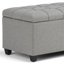 Load image into Gallery viewer, 33" Gray and Espresso Tufted Linen and Solid Wood Upholstered Storage Bench With Flip Top