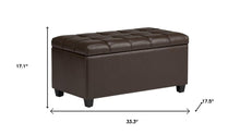 Load image into Gallery viewer, 33" Chocolate and Espresso Tufted Faux Leather and Solid Wood Upholstered Storage Bench With Flip Top