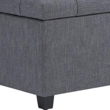 Load image into Gallery viewer, 33" Slate Gray and Espresso Tufted Linen and Solid Wood Upholstered Storage Bench With Flip Top