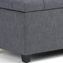 Load image into Gallery viewer, 33" Slate Gray and Espresso Tufted Linen and Solid Wood Upholstered Storage Bench With Flip Top