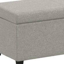 Load image into Gallery viewer, 54" Cloud and Dark Brown Linen Blend and Solid Wood Upholstered Storage Bench With Flip Top