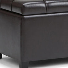 Load image into Gallery viewer, 33" Brown and Espresso Tufted Faux Leather and Solid Wood Upholstered Storage Bench With Flip Top