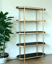 Load image into Gallery viewer, Four Tier Etagere Bookcase - Black / Gold