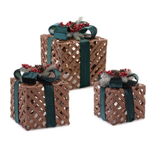 Load image into Gallery viewer, Plastic Decorative Keepsake Box With LED (Set of 3) - Brown / Green