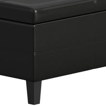 Load image into Gallery viewer, 48" Black and Dark Brown Faux Leather and Solid Wood Upholstered Storage Bench With Flip Top