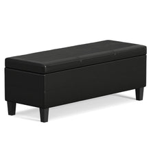 Load image into Gallery viewer, 48" Black and Dark Brown Faux Leather and Solid Wood Upholstered Storage Bench With Flip Top