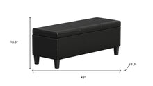 Load image into Gallery viewer, 48" Black and Dark Brown Faux Leather and Solid Wood Upholstered Storage Bench With Flip Top