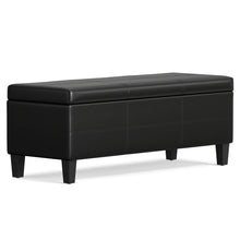 Load image into Gallery viewer, 48" Black and Dark Brown Faux Leather and Solid Wood Upholstered Storage Bench With Flip Top