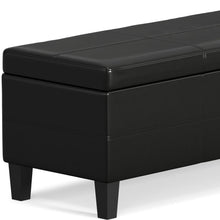 Load image into Gallery viewer, 48" Black and Dark Brown Faux Leather and Solid Wood Upholstered Storage Bench With Flip Top