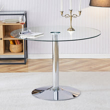 Load image into Gallery viewer, Modern Minimalist Circular Dining Table With Glass Top And Electroplated Metal Legs For Restaurants And Living Rooms - Silver / Transparent