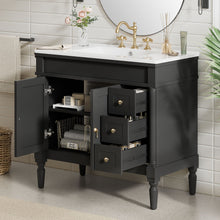 Load image into Gallery viewer, Bathroom Vanity With Ceramic Sink, 2 Doors 3 Drawers, Soft Close Design