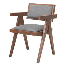 Load image into Gallery viewer, Upholstered Fabric Open Back Dining Arm Chairs (Set of 2) - Gray / Brown
