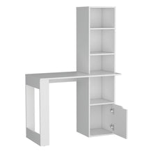 Load image into Gallery viewer, Pedestal Computer Desk With Hutch - White