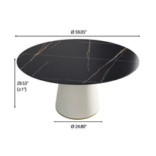 Load image into Gallery viewer, Modern Artificial Stone Round Plywood Base Dining Table, Can Accommodate 8 People, (Not Including Chairs) - Black / Beige
