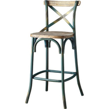 Load image into Gallery viewer, Solid Wood And Metal Bar Chair - Brown And Turquoise