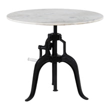 Load image into Gallery viewer, Adjustable Height Marble And Wood Pedestal Base Round Top Dining Table - White